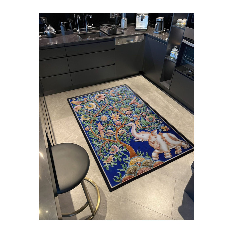 Tapis décoratif tissé à la machine, Sous-tapis rond 3 pi 3 po inclus
