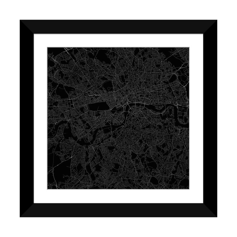 « paris routes », impression sur toile tendue, H 24 po x l 24 po x P 1 po, Papier d'art encadré noir, Blanc