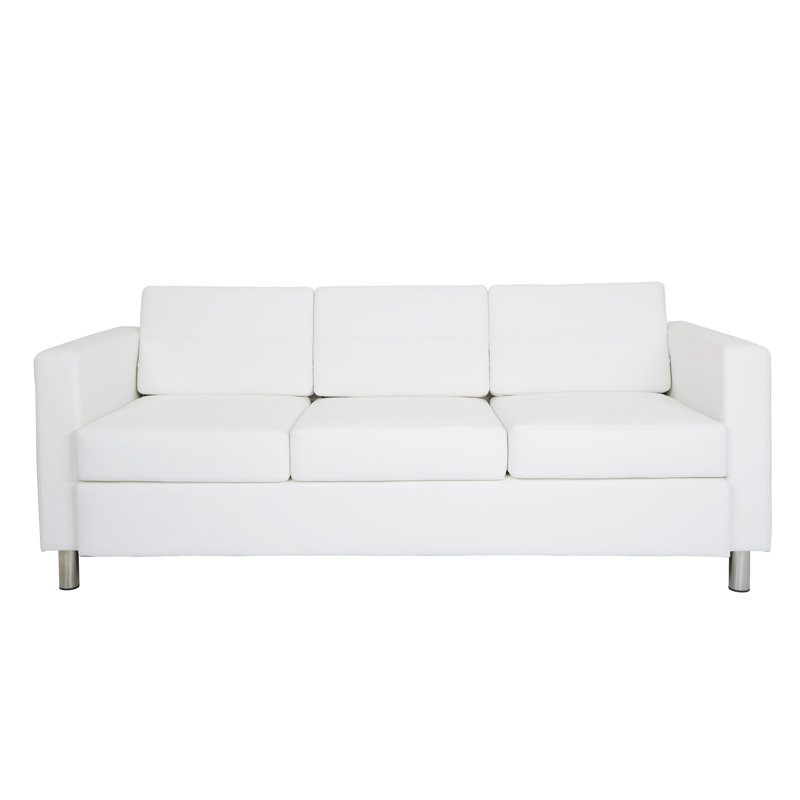 Procter 72.75'' Faux Leather Sofa, Snow Faux Leather