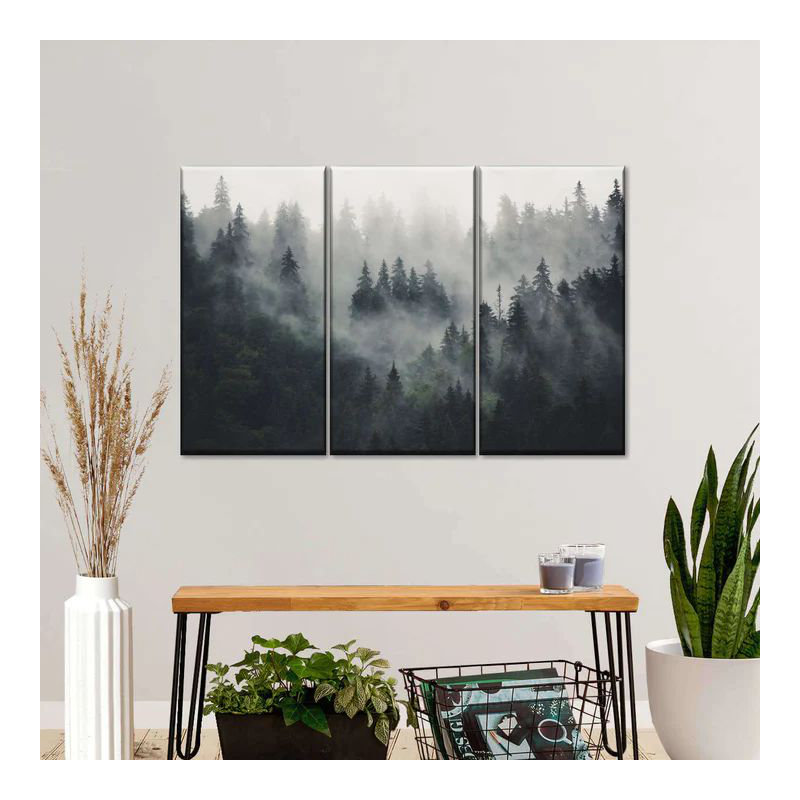 Misty Forest Mountain 3 pièces, H 42 po x l 65 po x P 1,25 po