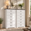 Commode verticale de style champêtre de 74 cm de large avec 6 grands tiroirs, commode de rangement haute avec un agencement spacieux de tiroirs, chambre à coucher-1336002583