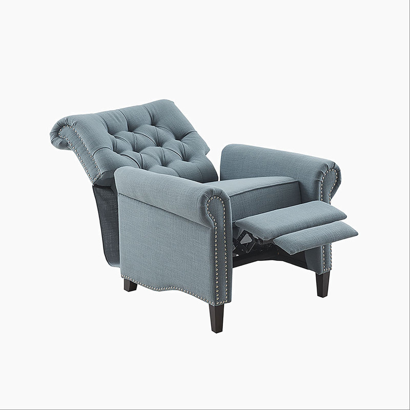 Aidan Push Back Recliner, Recliner Chair Modern Recliner, Blue Fabric