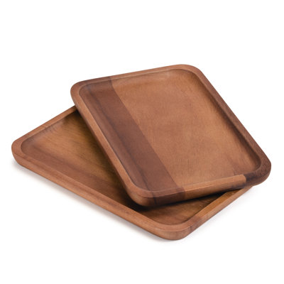 Acacia Wood Rectangular Plates - Medium - S/2