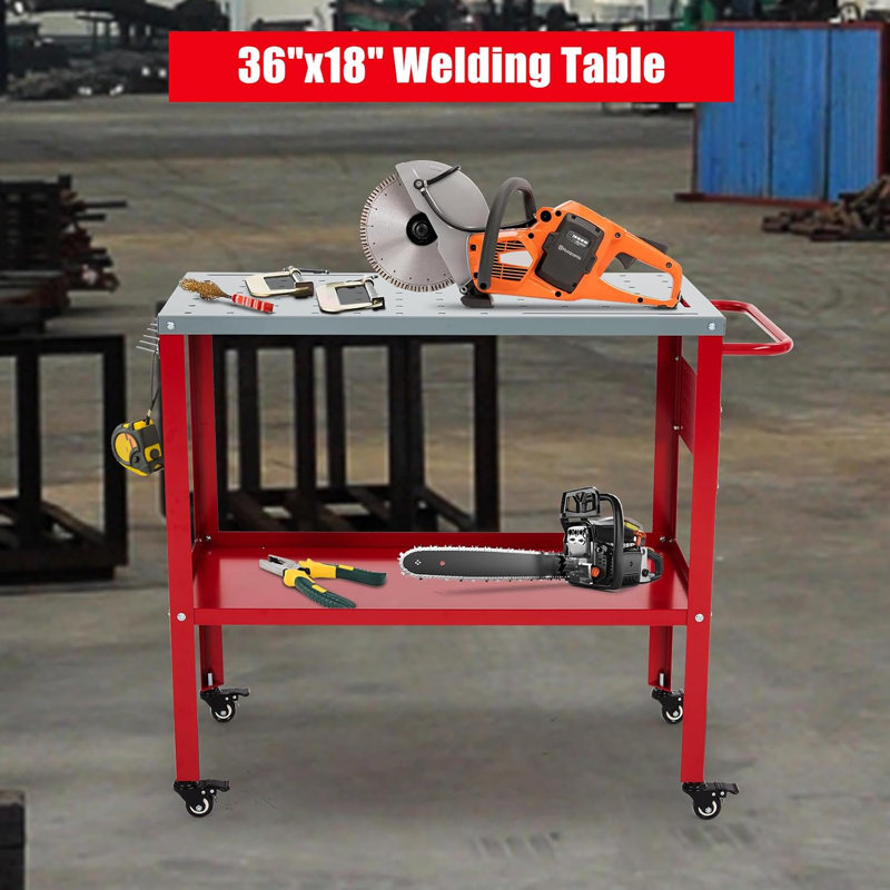45.7cm W Metal Top Workbench with Wheels