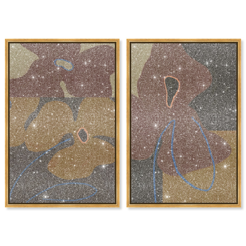Moody Flowers Set Set by Oliver Gal, 31" H x 21" W, Gold Floater Frame