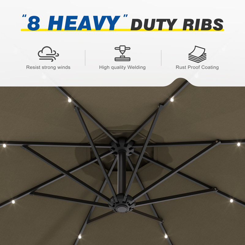 Parasol d'extérieur suspendu en acier Doresha, Taupe