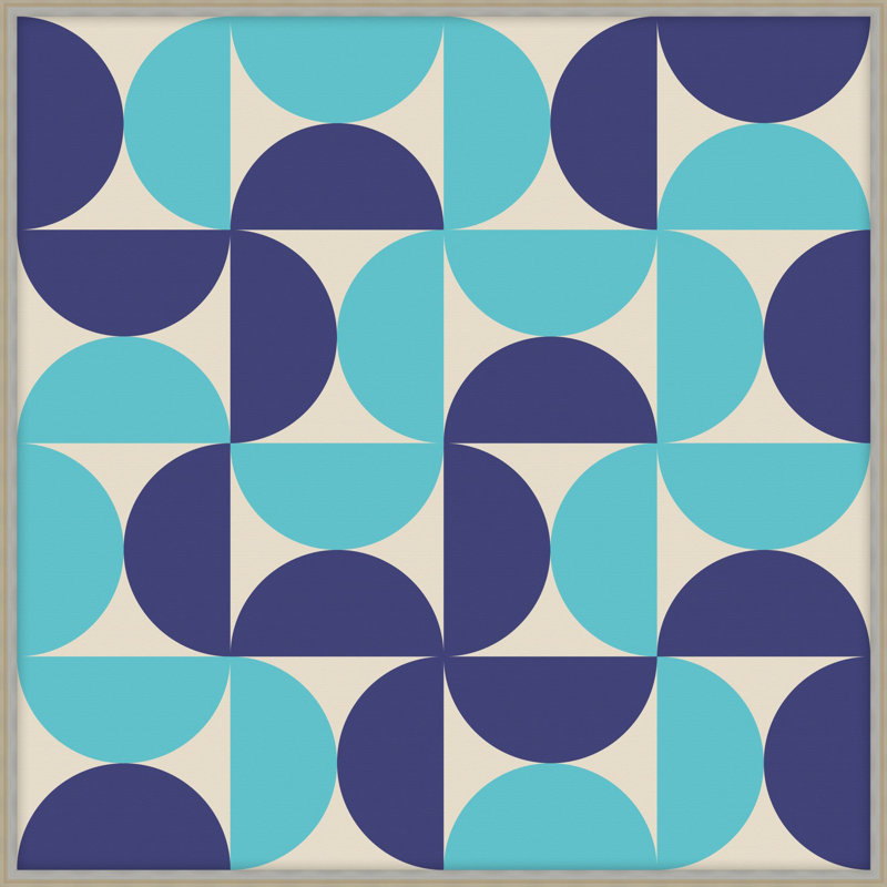 Vibrant Semicircle 5 Print, 46.25" H x 46.25" W, Navy/Blue/White