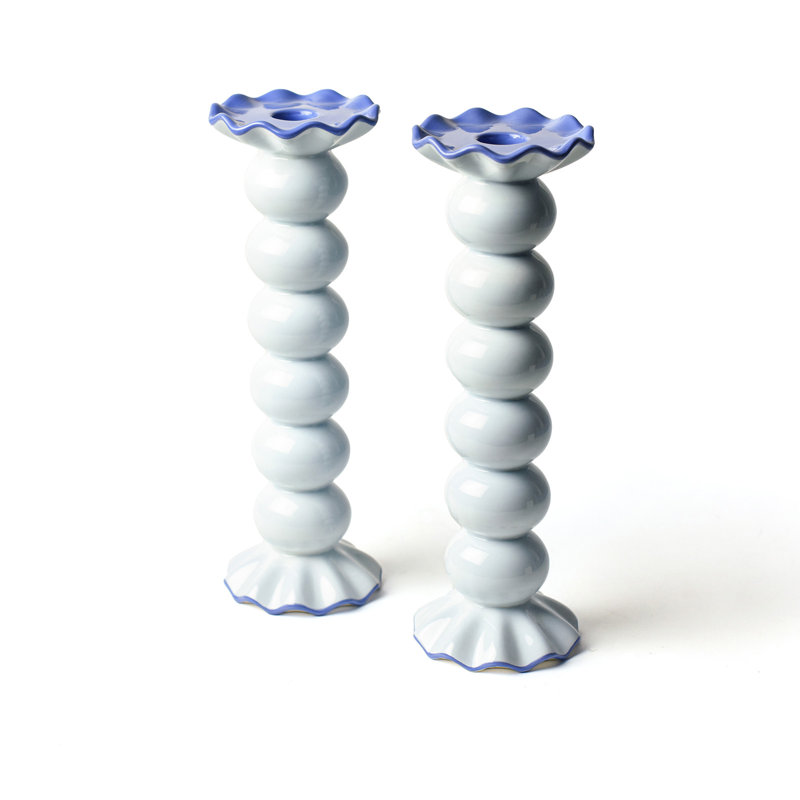 Ensemble de 2 porte-bougies à volants Smoke, H 10,5 po x l 4 po x P 4 po