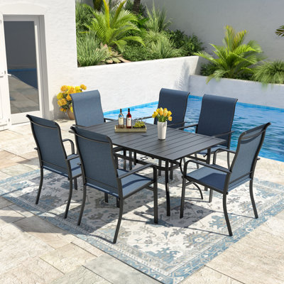 6 - Person 63" Rectangular Patio Dining Table Set
