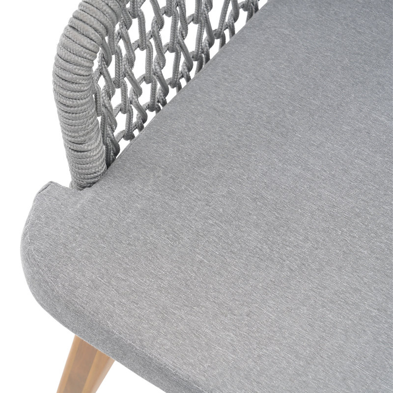 Ensemble repas d'extérieur rectangulaire avec coussins, Gris, 6