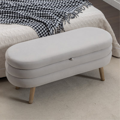 Banc élégant, banc de rangement, banc de chambre avec pieds en bois pour l'espace de vie