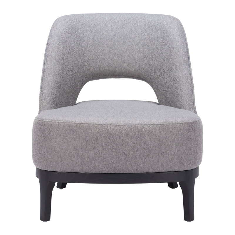 Gray Faux Leather Barrel Accent Chair with Metal Base