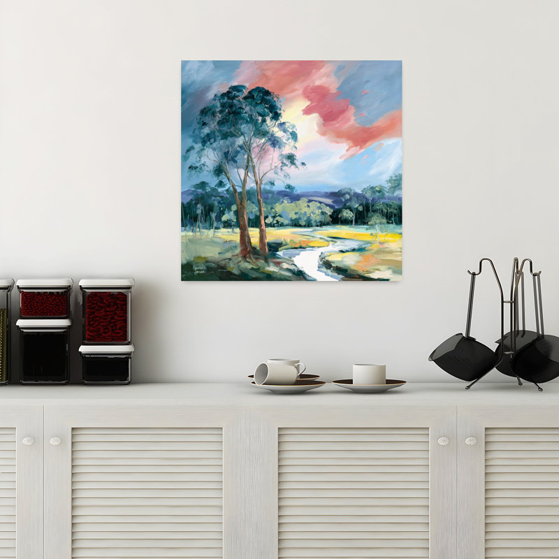 «Dancing Light At Sundown Abstract Contemporary Landscape Art», H 18 po x l 18 po