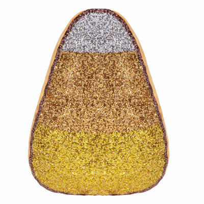 Sparkles Home  Luminous Candy Corn Shaped | Rhinestone Throw Pillow | 18x14 in Velvet Decorative Accent