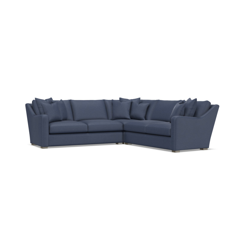 Sectional, Blue Polyester, 34.5" H x 107.5" W x 107.5" D, Symmetrical