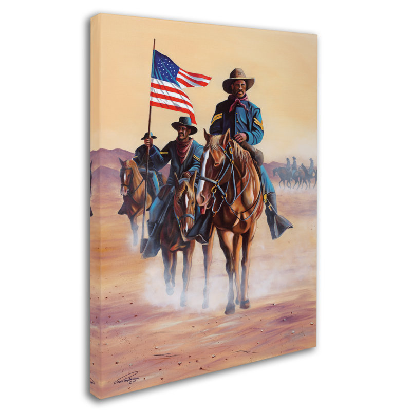 Wrapped Canvas Wall Art - Geno Peoples 'Buffalo Soldiers' Wall Art for Living Room, Bedroom, or Office Décor - 24x32