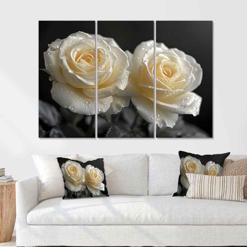 Ensemble de décorations murales roses et blanches mystiques, Métal métal, H 28 po x l 36 po x P 1 po