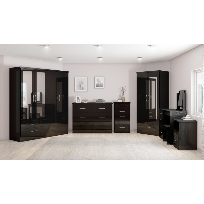 Nevada 5 Drawer Narrow Chest, Black