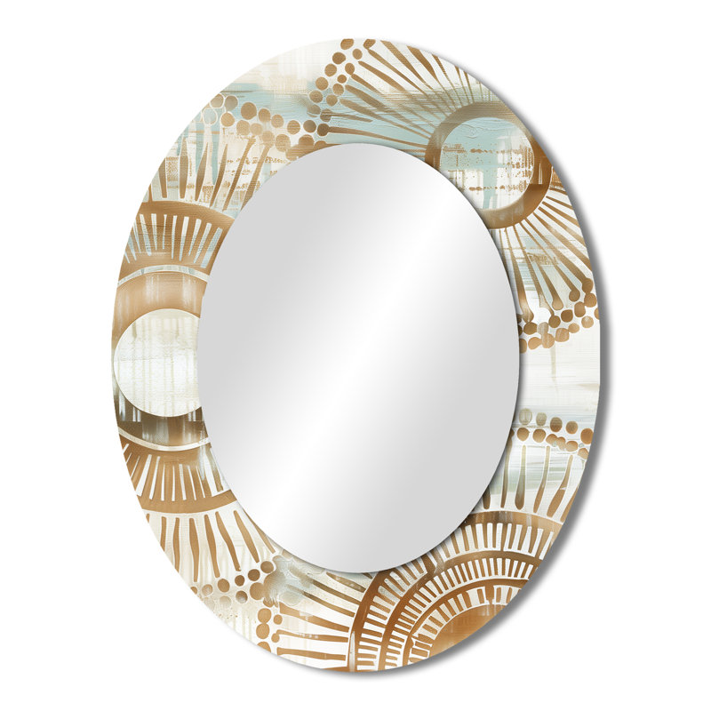 Miroir mural bohémien beige et doré, 43 po x 33 po