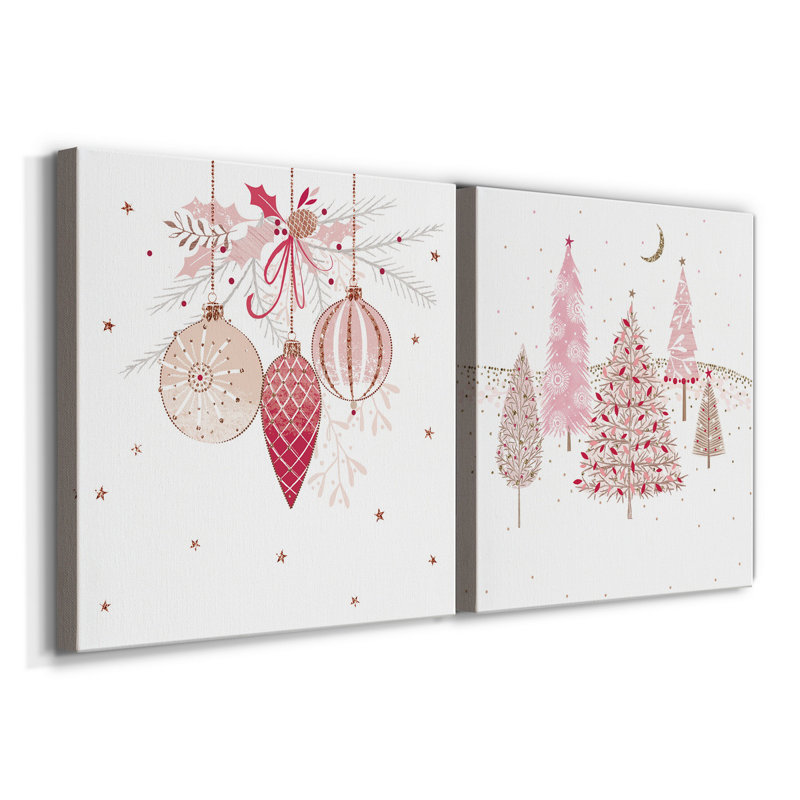 Pretty Pink Baubles - Ensemble de 2 reproductions sur toiles tendues, H 32 po x l 64 po x P 1 po
