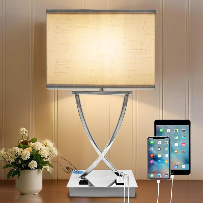 21.38" White-chrome Dimmable Touch Control Table Lamp 