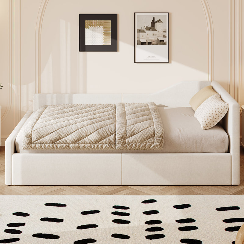 Daybed 140x200 cm with Hydraulic Storage, Beige