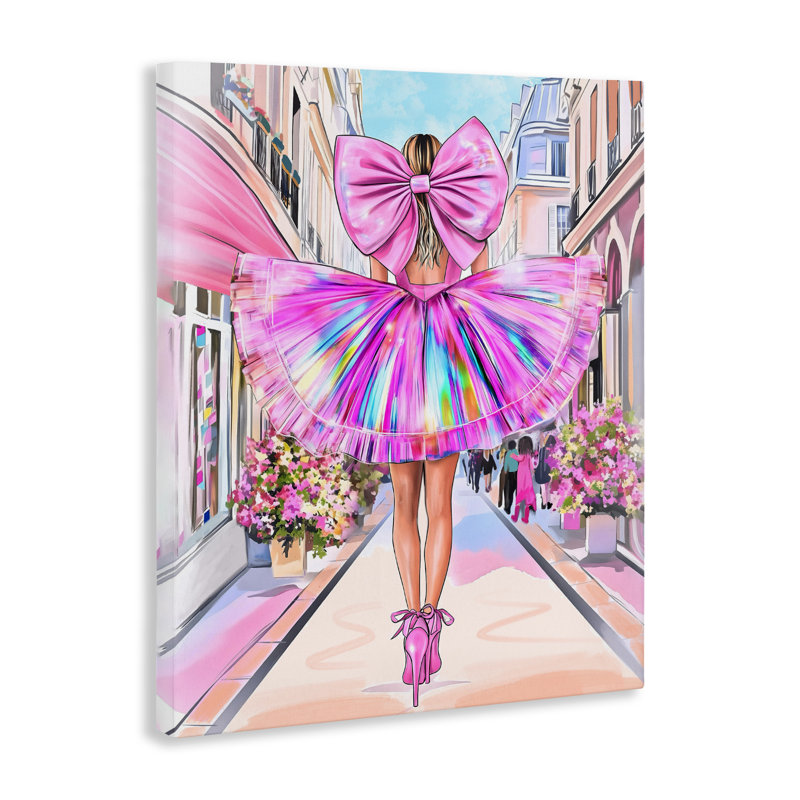 Prismatic Pink Bow & Dress Canvas, design par Jess Stempel, H 20 po x l 16 po