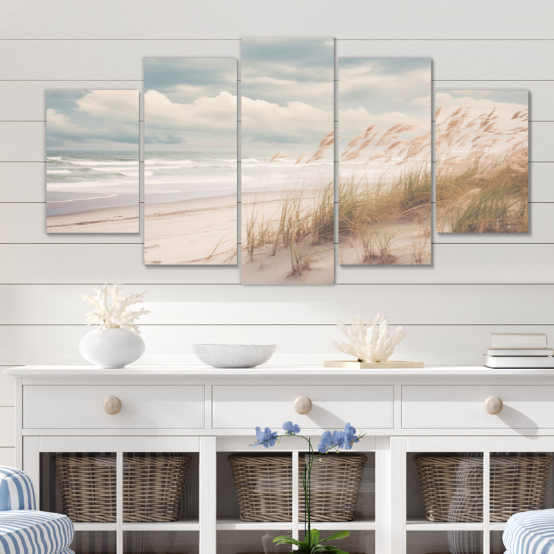«Beach Grass Landscape IV» sur toile, reproduction de 5 pièces, Toile tendue
