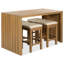 Ensemble de bar d'extérieur 5 pièces - table de bar en bois d'acacia et 4 tabourets avec coussins, ensemble repas de patio pour la cour, le bord de la piscine, le balcon