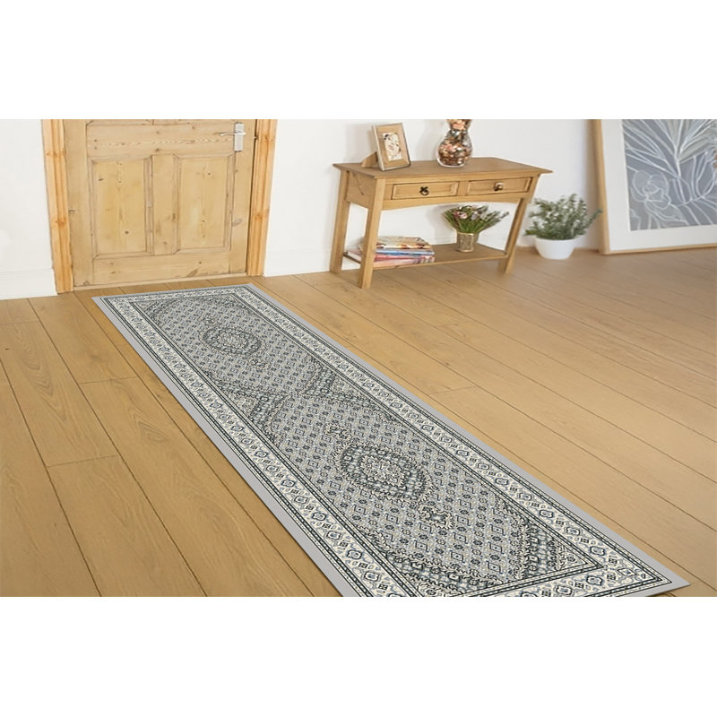 Tapis oriental gris clair / crème Attell, Tapis de couloir 2 pi 2 po x 11 pi
