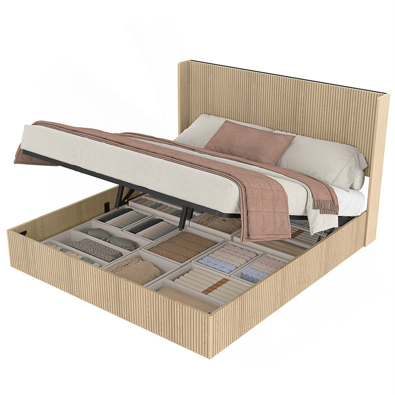 Base de lit plateforme en bois avec rangement, Très grand lit