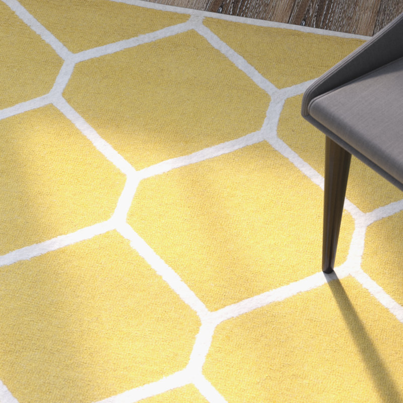Deedgra Hand Tufted Wool Geometric Rug, Rectangle 2' x 3'