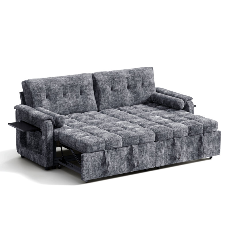 Canapé-lit coulissant 86,61 po avec dossier rabattable, canapé-lit convertible en tissu avec coussins capitonnés, assemblage facile