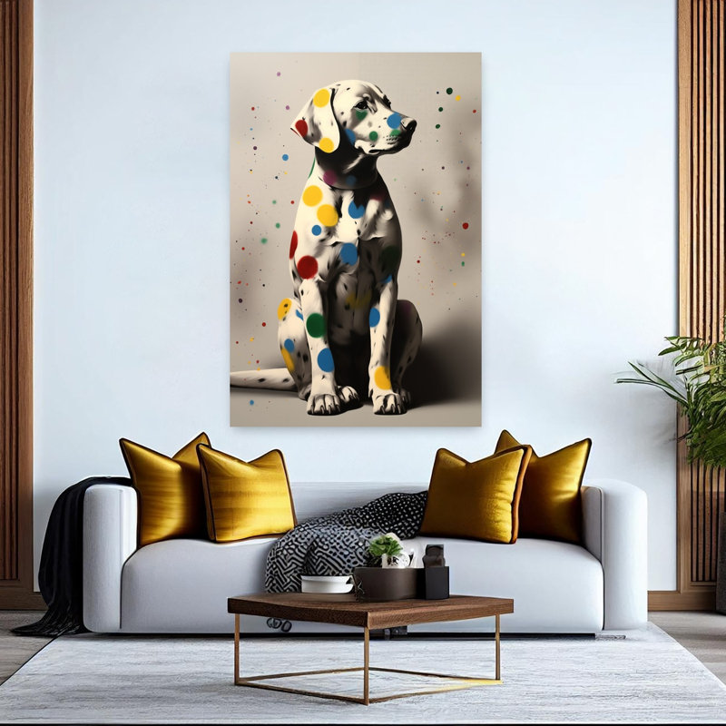 Art mural contemporain à pois, Labrador, H 60 po x l 40 po