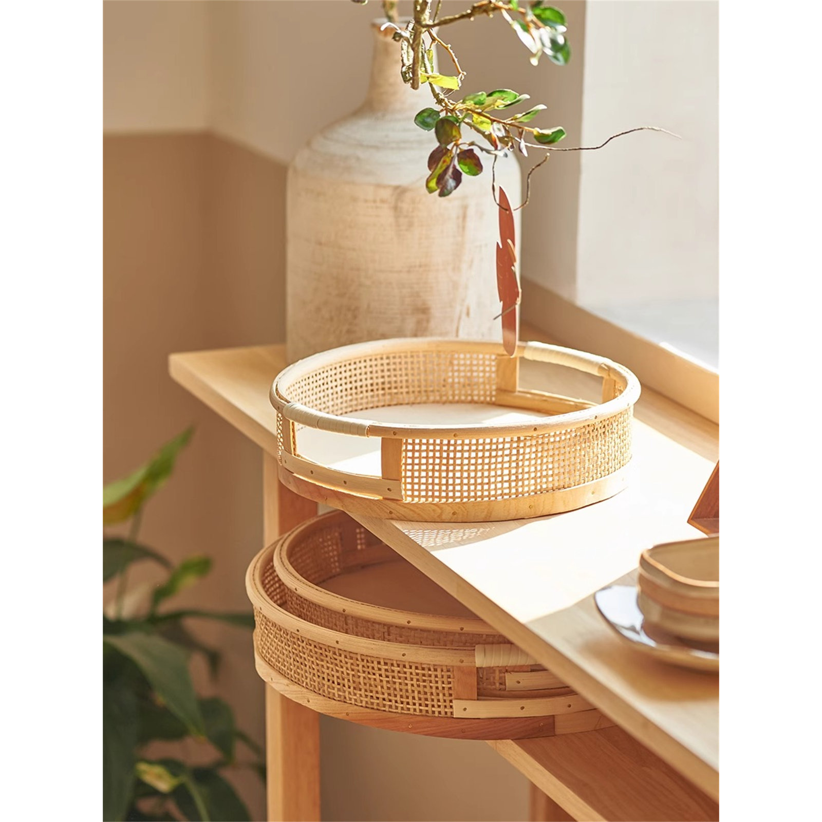 Auryanna Bamboo Tray - Set of, 2.2" H x 11.42" W x 11.42" D