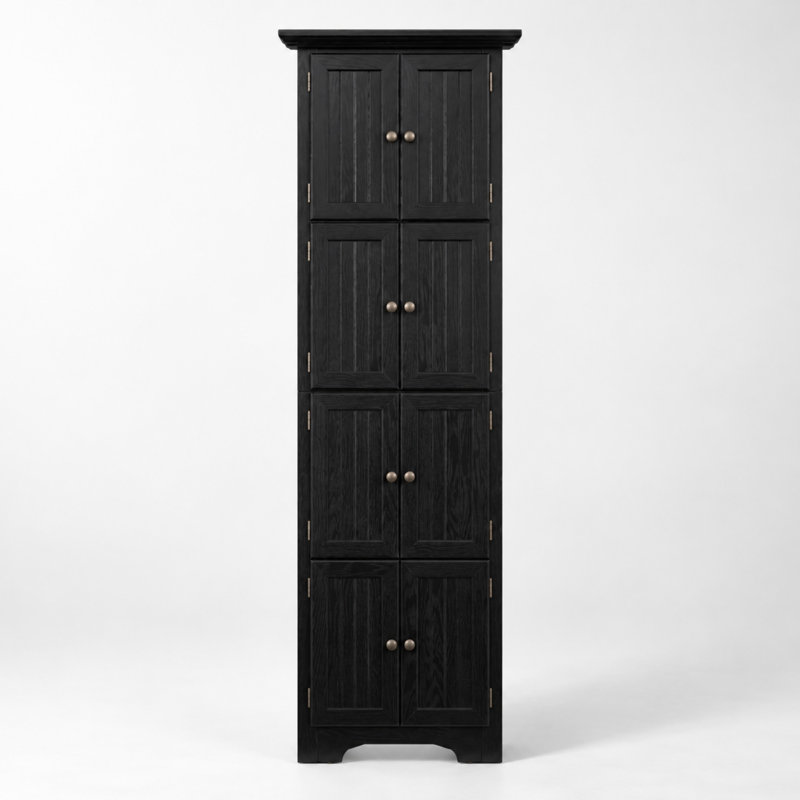Braveth 72" Corner Pantry Cabinet with Magnetic Door Catches and Anti-Tip Kit, Black