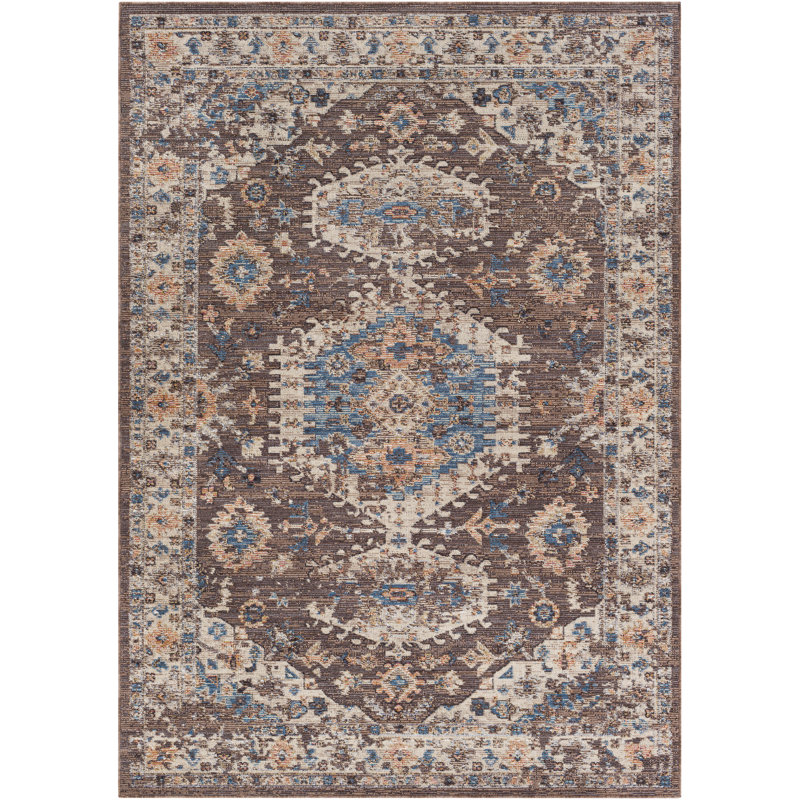 Tapis d'intérieur / extérieur brun foncé Gryska, Rectangle 8 pi 10 po x 12 pi