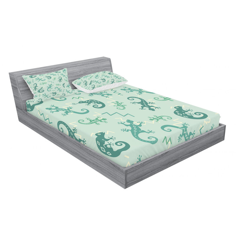 Reptile Microfiber Sheet Set, Queen Sheet Set with Fitted Sheet