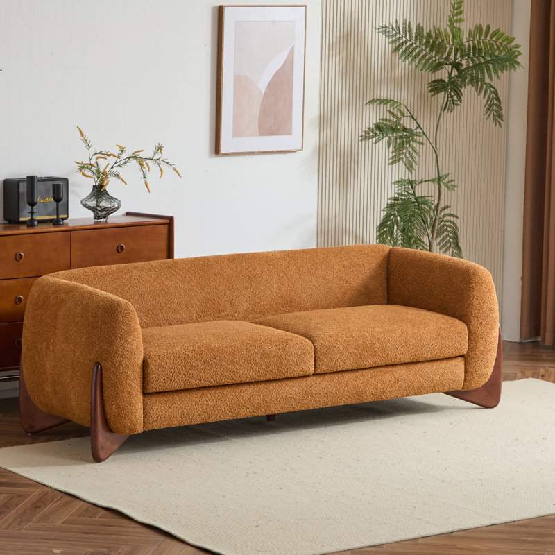 Canapé Rhudine Boucle, H 27 po x l 82,75 po x P 32 po, 3, Caramel