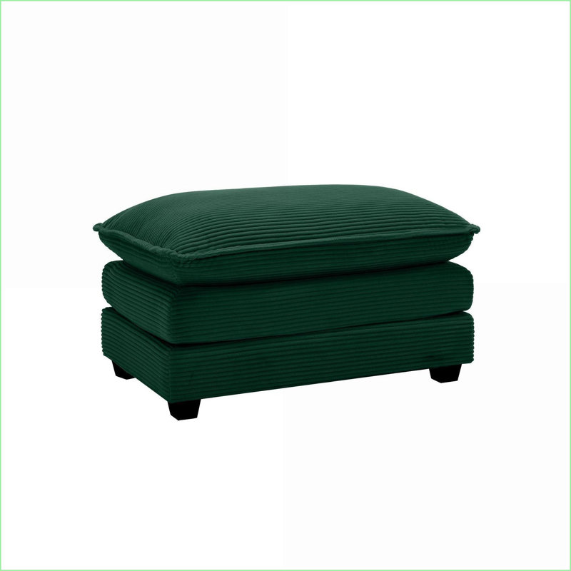 Repose-pieds en velours côtelé vert sauge - Fonctionne avec des canapés de 2 à 4 places | Bois | Noir, Vert