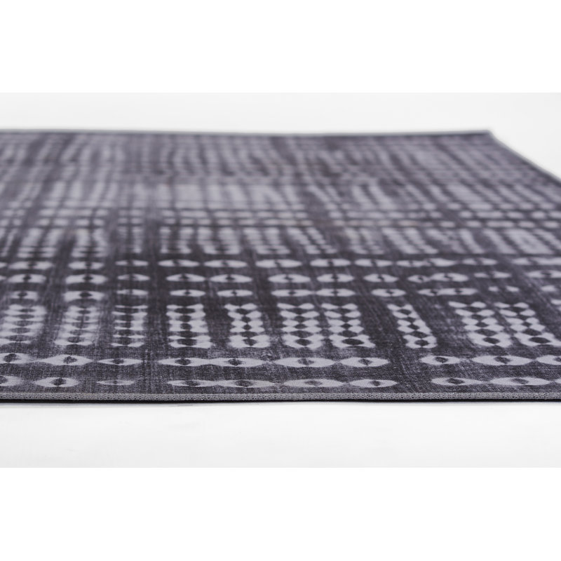 Charcoal Flat Woven Synthetic Area Rug 5' x 7'