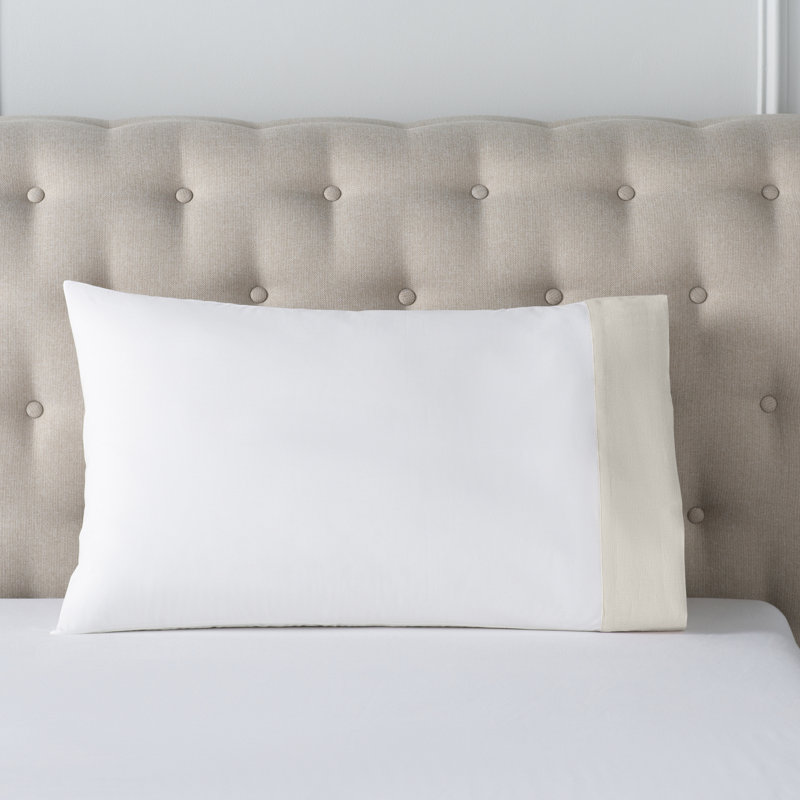  Mandalay Linen Cuff Percale Pillowcases, King, Linen