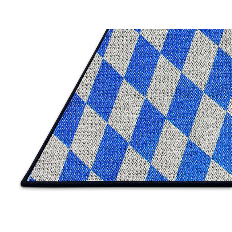 Tapis bleu tissé à la machine, Rectangle 5 pi x 7 pi