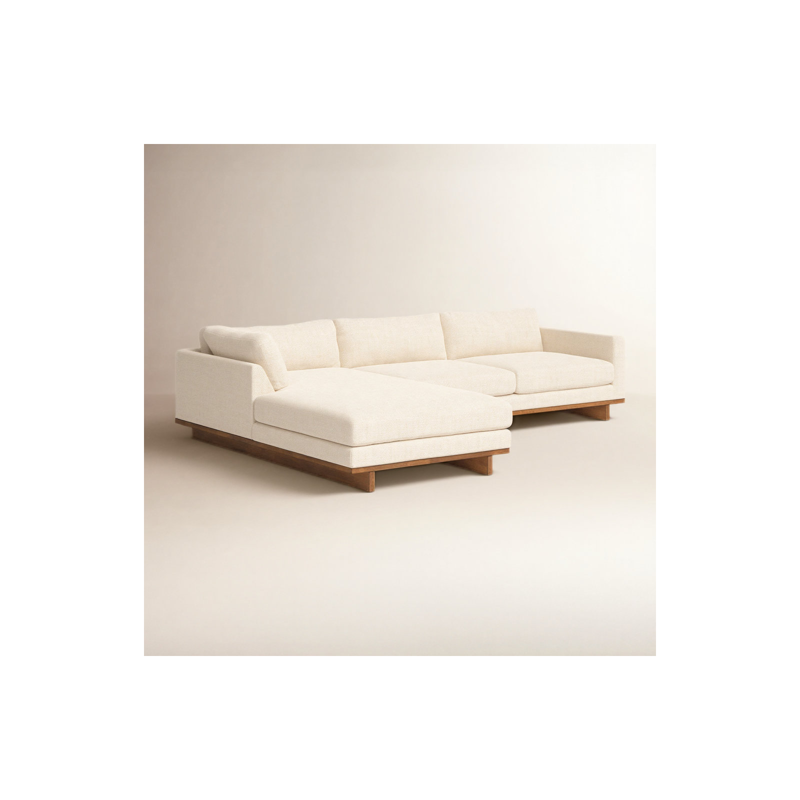 Menades Upholstered Chaise L-Sectional, Left Hand Facing, 32" H x 125" W x 70" D, Irving Taupe Polyester Blend