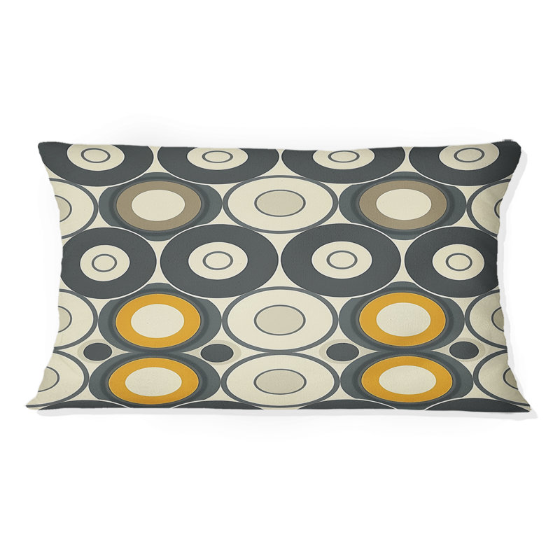 Coussin lombaire rétro jaune et gris Midcentury