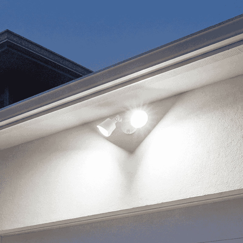 120 Watt 2 - Head LED Hardwired Outdoor Security Flood Light, White
