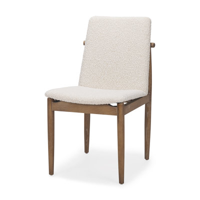 Cavett Cream Boucle Upholstered Seat W/Dark Brown Wood Frame Dining Chair -  Corrigan StudioÂ®, EC536256BF8F41B3941A827F318D668A