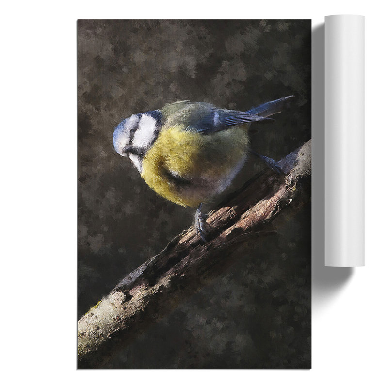 Blue Tit Bird Painting - Frameless Print, 59cm H x 42cm W x 0.1cm D