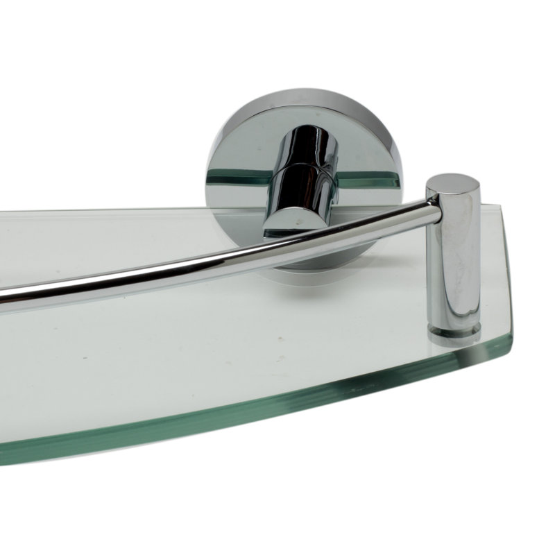 Polished Chrome and Glass Wall Mounted Shower Shelf
