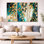 Emerald Embrace of Golden Leaves - Leaves, art mural 3 pièces